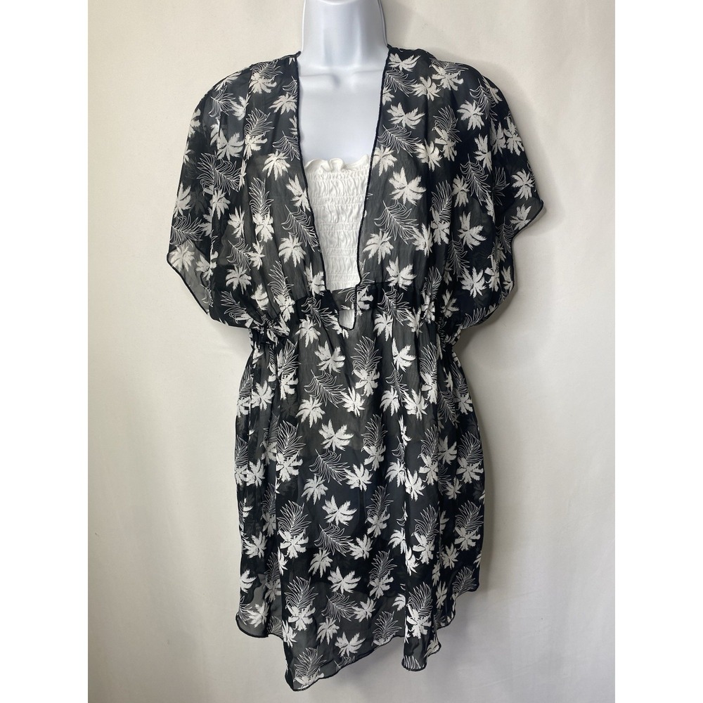 Miken Womens Sheer Bathing Suit Cover Tunic Tank Top Set XL Beach Coastal Palm